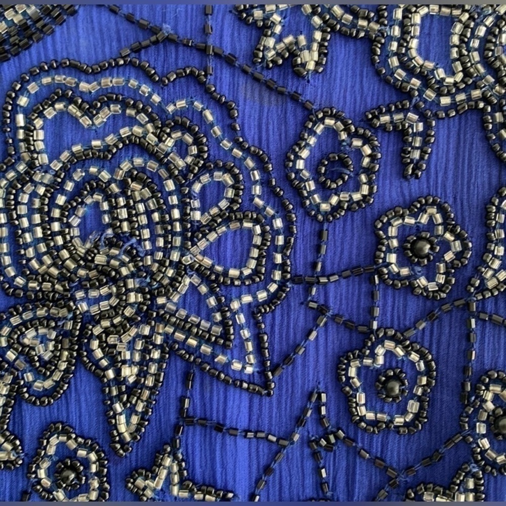 Vintage Papell Boutique evening beaded crop jacket elegant royal blue, S PL - Picture 5 of 14